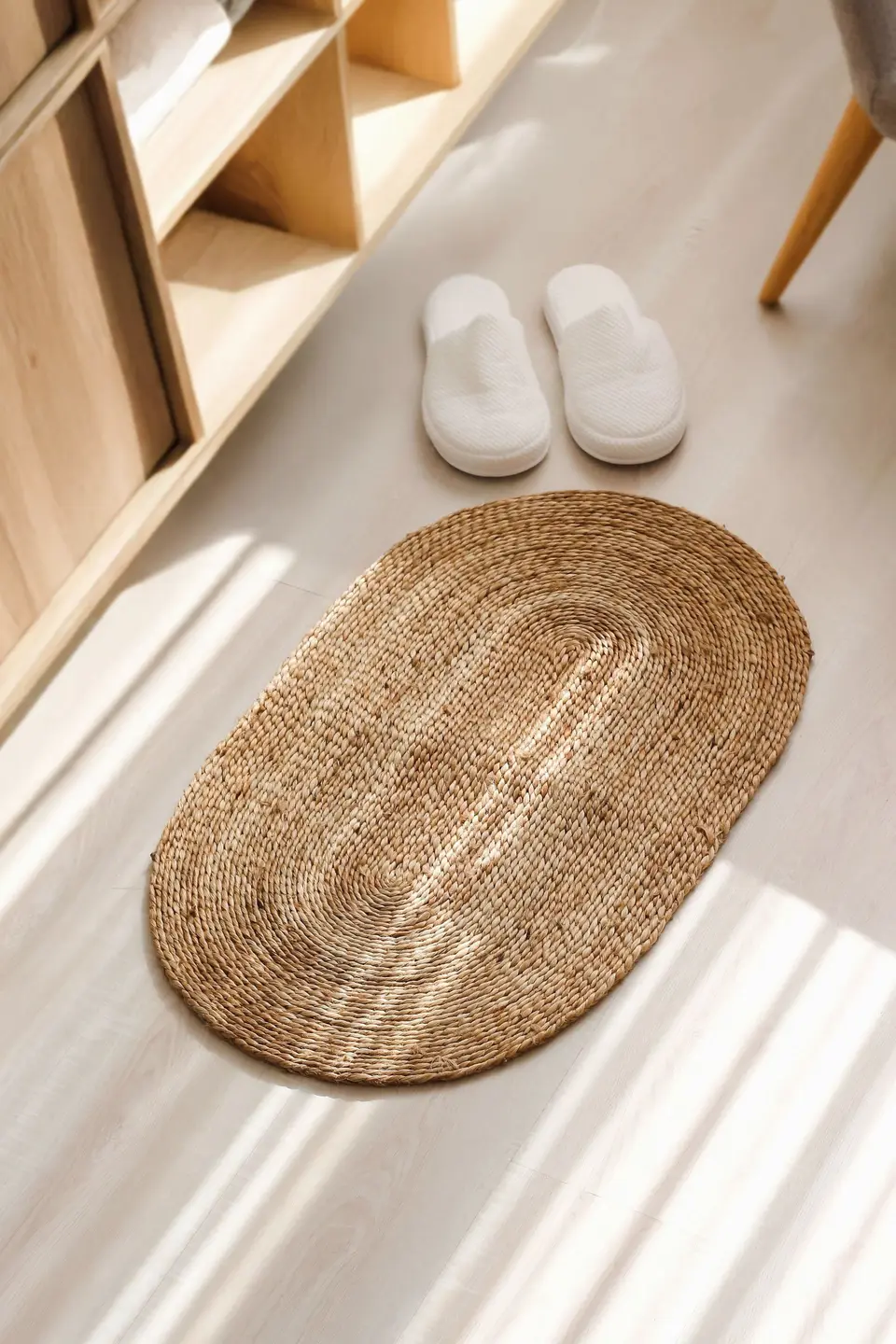 Comfortable Home Interior with Woven Rug