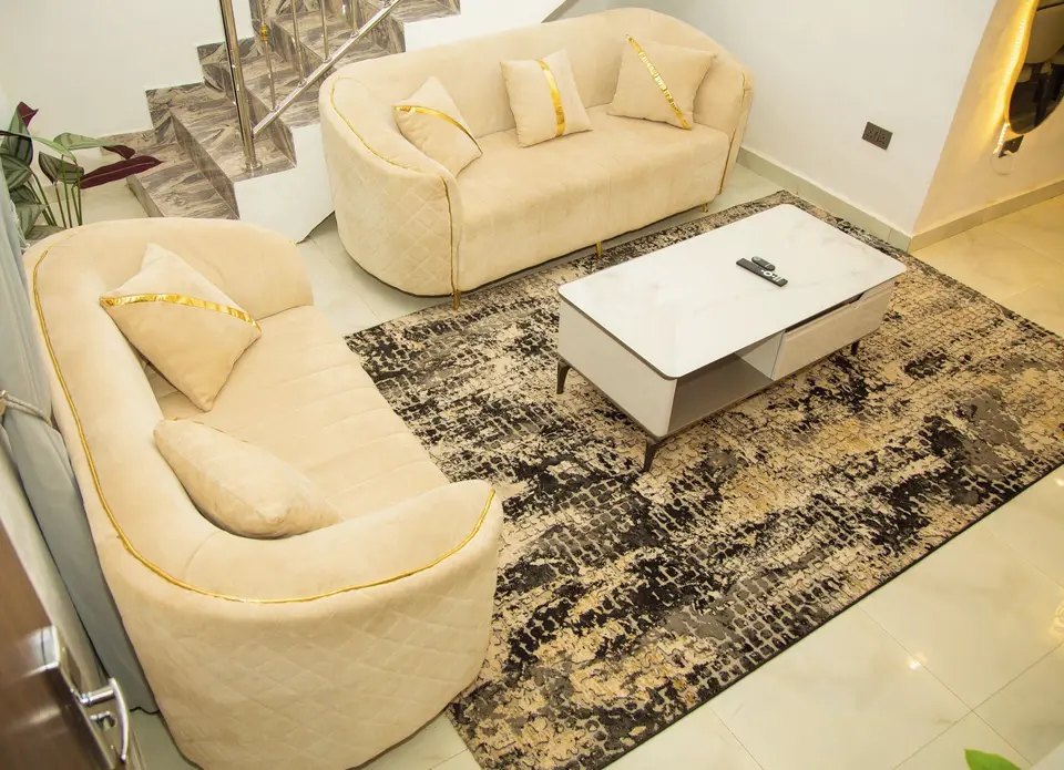 Modern Living Room with Beige Sofas